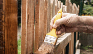 staining wood fence